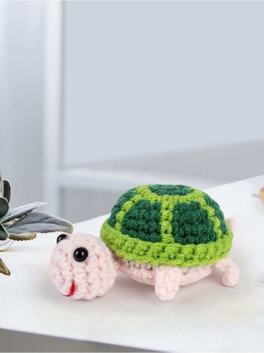 Emotional Support Turtle Crochet Plush Desk Buddy Gift w Card NEW - Picture 11 of 14